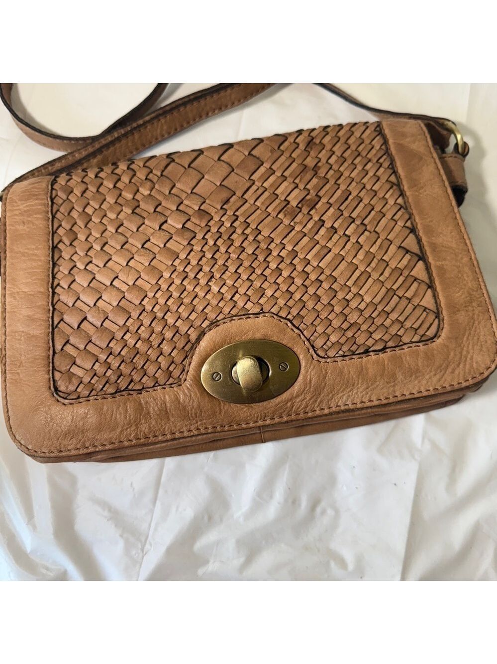 GENUINE woven LEATHER crossbody BAG,  VINTAGE LOOK BY ARTISANS IN INDIA.
